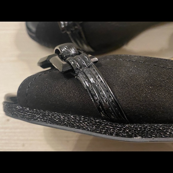 2/$30 Sassy Black Wedge Open Toe Shoes by Alex Marie size 6 - Picture 6 of 8